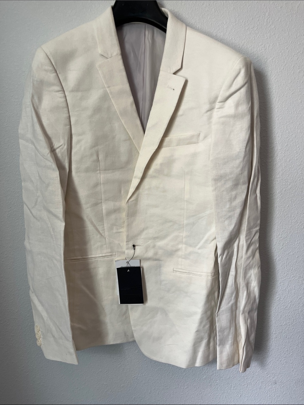 Men's Cream Single-Breasted Linen Blazer